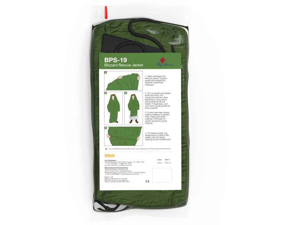 BPS-19 Termoizolační záchranný plášť/jacket pro dospělé (zelený)